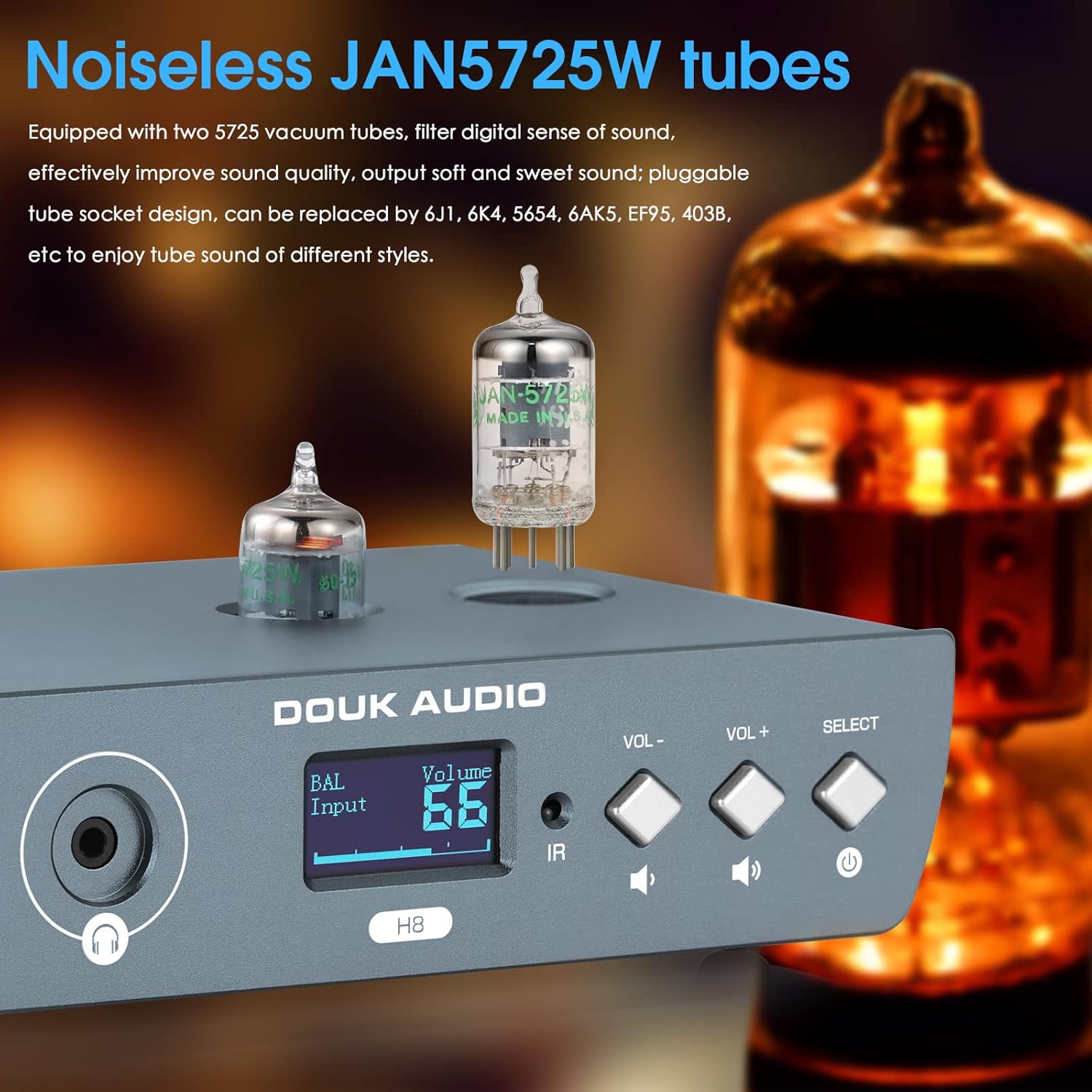 Douk Audio HiFi Tube Bluetooth Preamp Receiver Balanced XLR/RCA Pre-Amplifier Headphone Amp (H8)