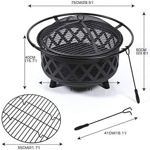 Fire Pits Outdoor Wood Burning Fire Bowl with Handles,Removable Metal Fire Basket with Fire