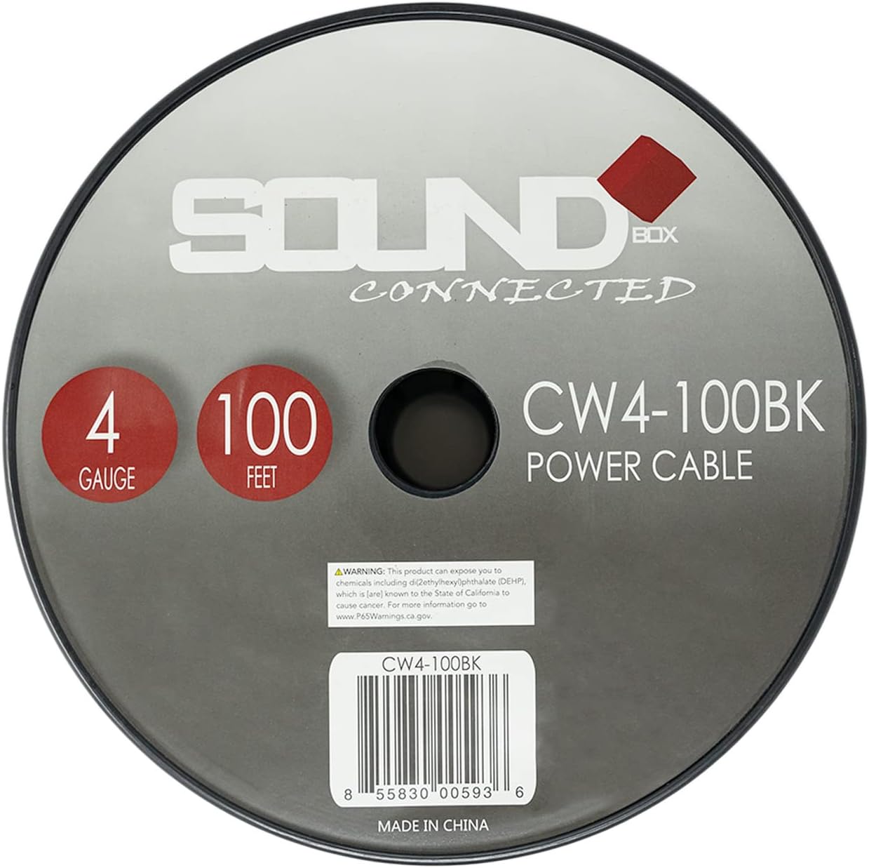 SoundBox Connected 4 Gauge Black Amplifier Amp Power/Ground Wire 100 Feet Superflex Cable 100' Spool