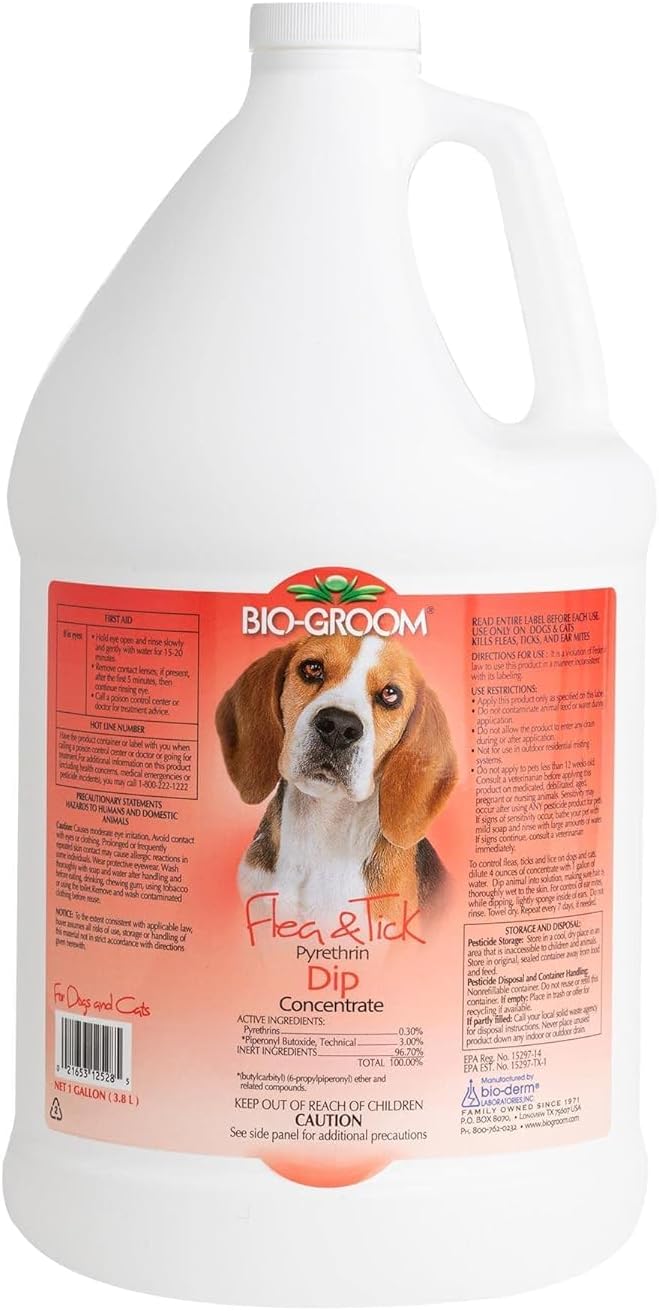 Bio-Groom Flea & Tick Dog Concentrate - Flea and Tick Prevention for Dogs, Cat Flea Treatment, Cruelty-Free, Made in USA, Natural Tick Repellent, Pyrethrin Insecticide - 1 Gallon