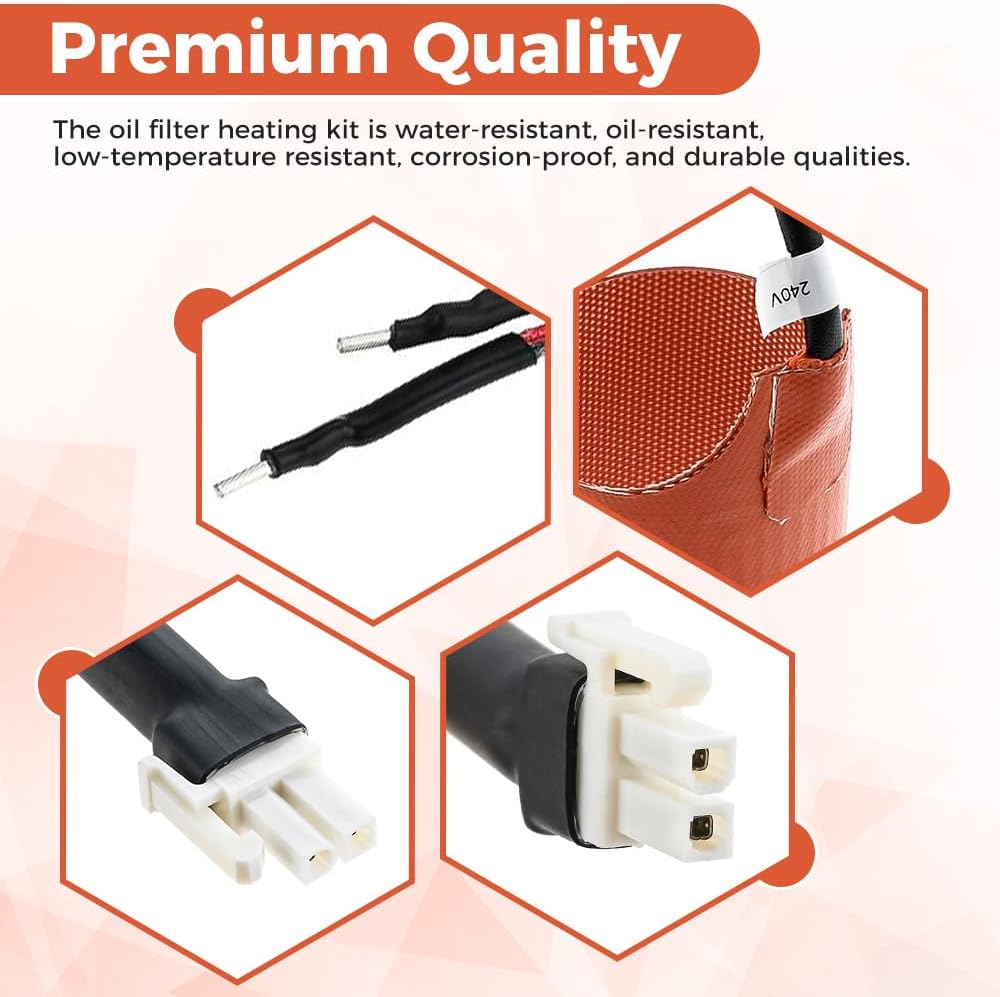 7102 Oil Heater Kit for Generac ,Compatible with 9kW - 22kW Air Cooled Standby Generators, Outdoor Oil Filter Heating Kit, Protect the Engine from Freezing