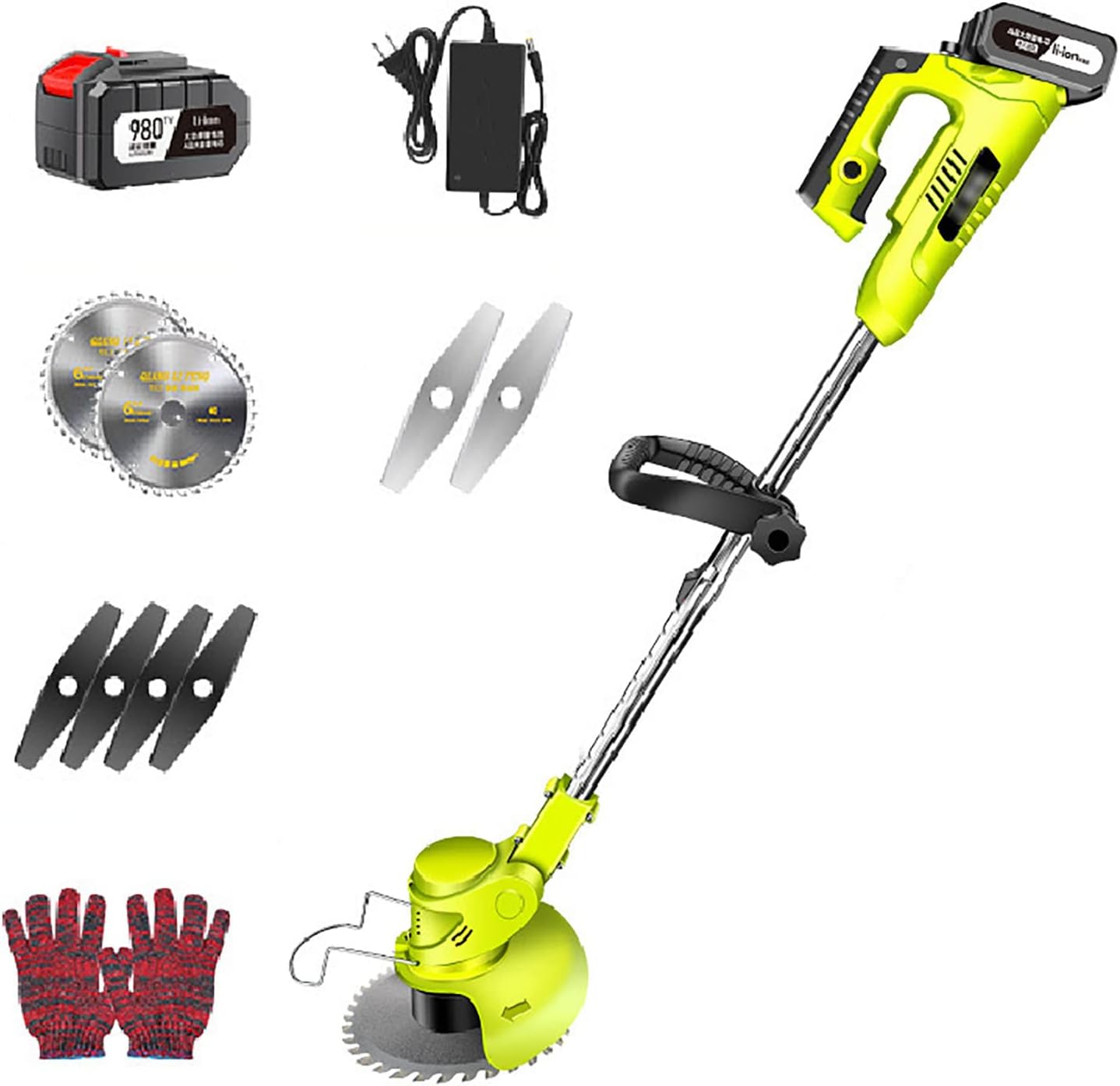 Cordless Lawn Mower, 48V/21000mA Battery Rechargeable Lawn Mower Rotatable Machine Head Adjustable Telescopic Walk-Behind Lawn Mower Suitable for Lawn