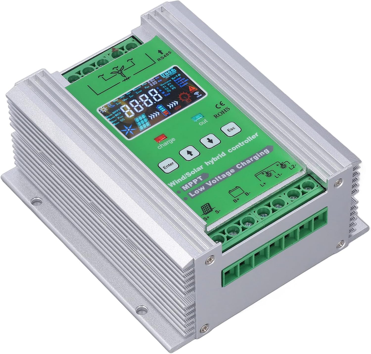Wind Solar Hybrid Charge Controller High Efficiency 1000W Wind Solar Regulator Field Monitoring (DC12V/24V/48V)