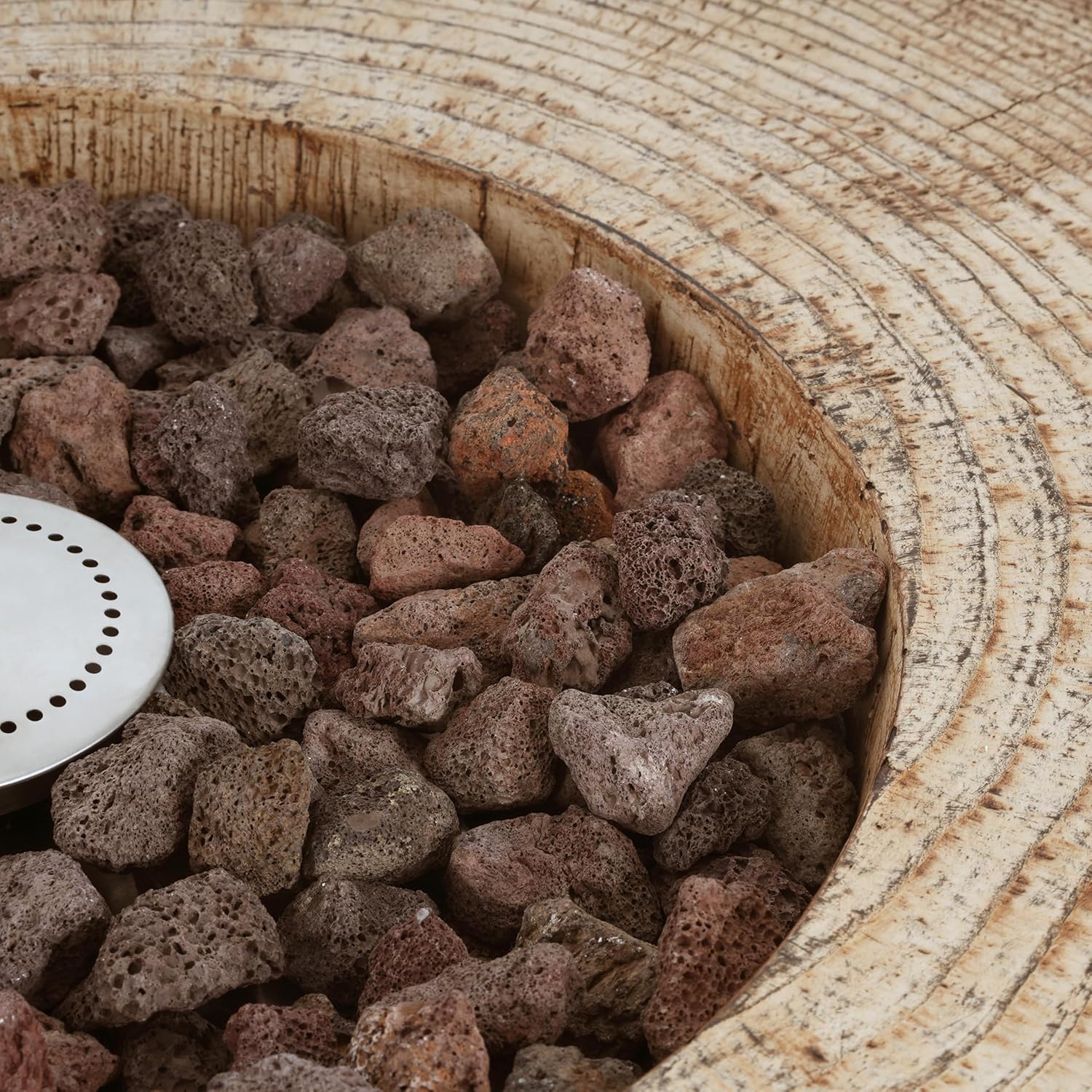 Christopher Knight Home Hearth Concrete Patio Fire Bowl, Outdoor Fire Pit and Tank Holder Set, Lightweight Concrete Tank Table, 30000BTU Round Fire Pit, Woodlike Texture, No Assembly Needed, Brown