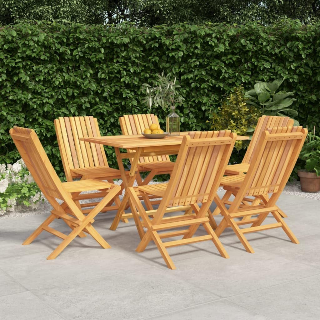 Furniture Sets 7 Piece Patio Dining Set Solid Wood Teak,Teak Wood Patio Dining Set: Foldable Outdoor Furniture with Sturdy Table and Comfortable Chairs Garden Conversation Sets