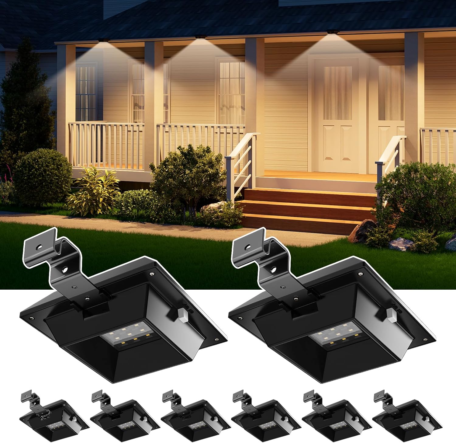 Solar Powered Gutter Lights Outdoor Waterproof 12 LED Clip On Gutters Light for Rainspout, Fence, Rail, Wall, Deck, Garden, Yard, Walkway, House Patio, Pool (Warm White, 8 Pack)