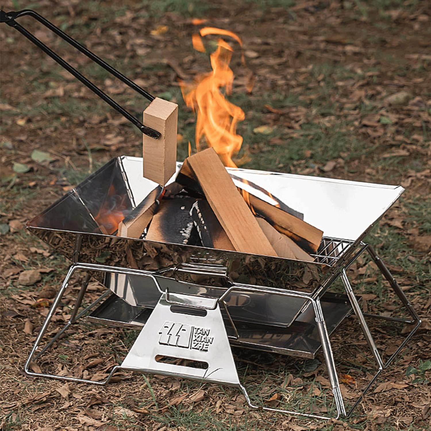 Outdoor Rectangular Fire Pit with Grill - Large Wood-Burning Patio & Backyard Fire Pit for Outside with Cooking BBQ Grill Grate, Spark Screen,firepits for Outside (Size : Large)