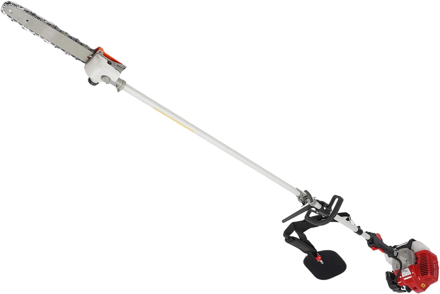 Pole Saw Gas Powered, 12-Foot Reach 43cc 2-Cycle Long Pruning Chain Saw with Goggle, Retractable Long Pole Saw with 12inch Guide Bar For Tree Hedge Trimming Bush Pruning