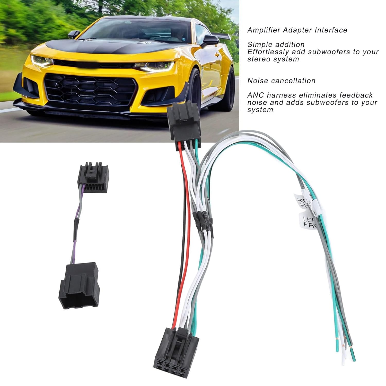 Amplifier Harness, 2PCS Amp Adapter Wiring Harness Compatible with C7 2014-2019, Car Stereo Amp Connector Cable