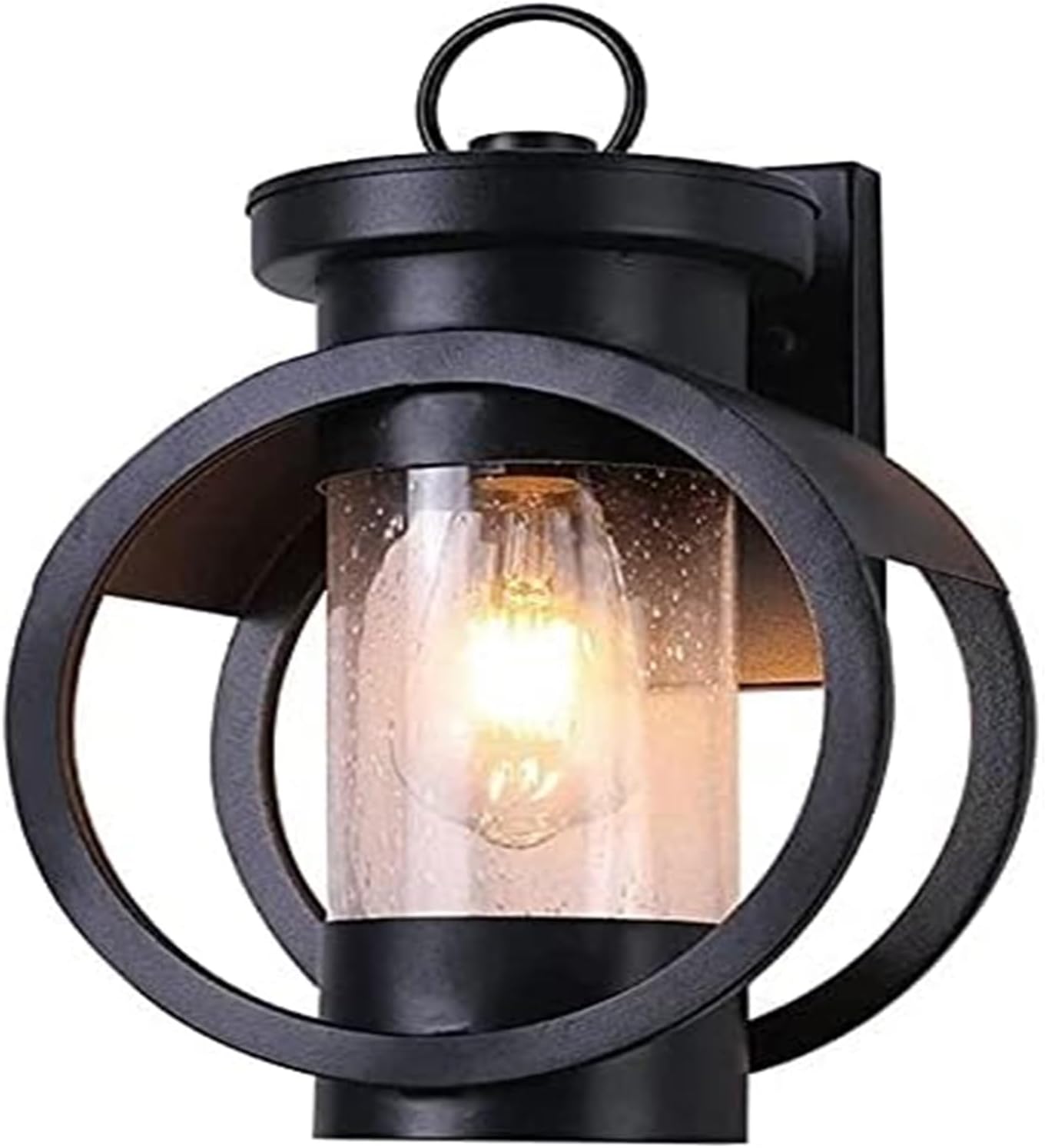 SteFik Wall Lamp Outdoor Wrought Iron Wall Sconce Retro Lighting Fixture Waterproof Dustproof Metal Lamp Body + Transparent Glass Lampshade Compatible with Corridor Courtyard Garage Porch,Pendant