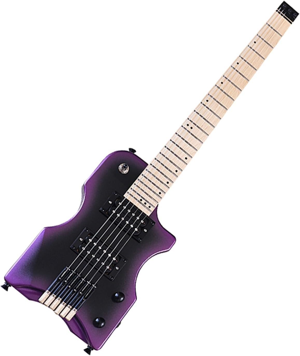 High Gloss Travel Headless Electric Guitar 30 Inch Solid Basswood Body 6 String Mini Portable Guitar Professional Headless Guitar (Color : 03)