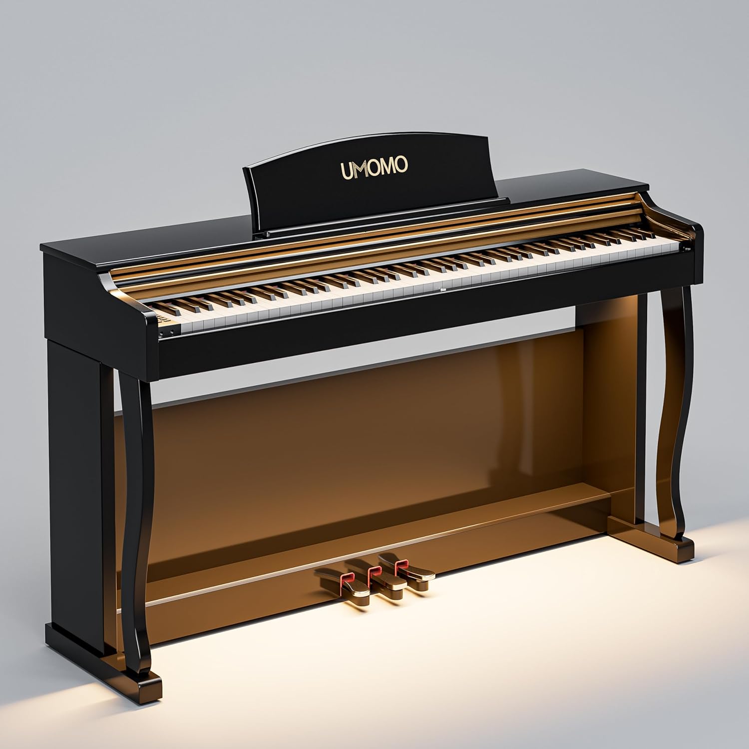 UMOMO U-732 88 Weighted Key Digital Piano with Adjustable Light, Hammer Action Electric Piano with Piano Stand, Full Size Electronic Piano Keyboard for Beginner, Adults, Glossy Black