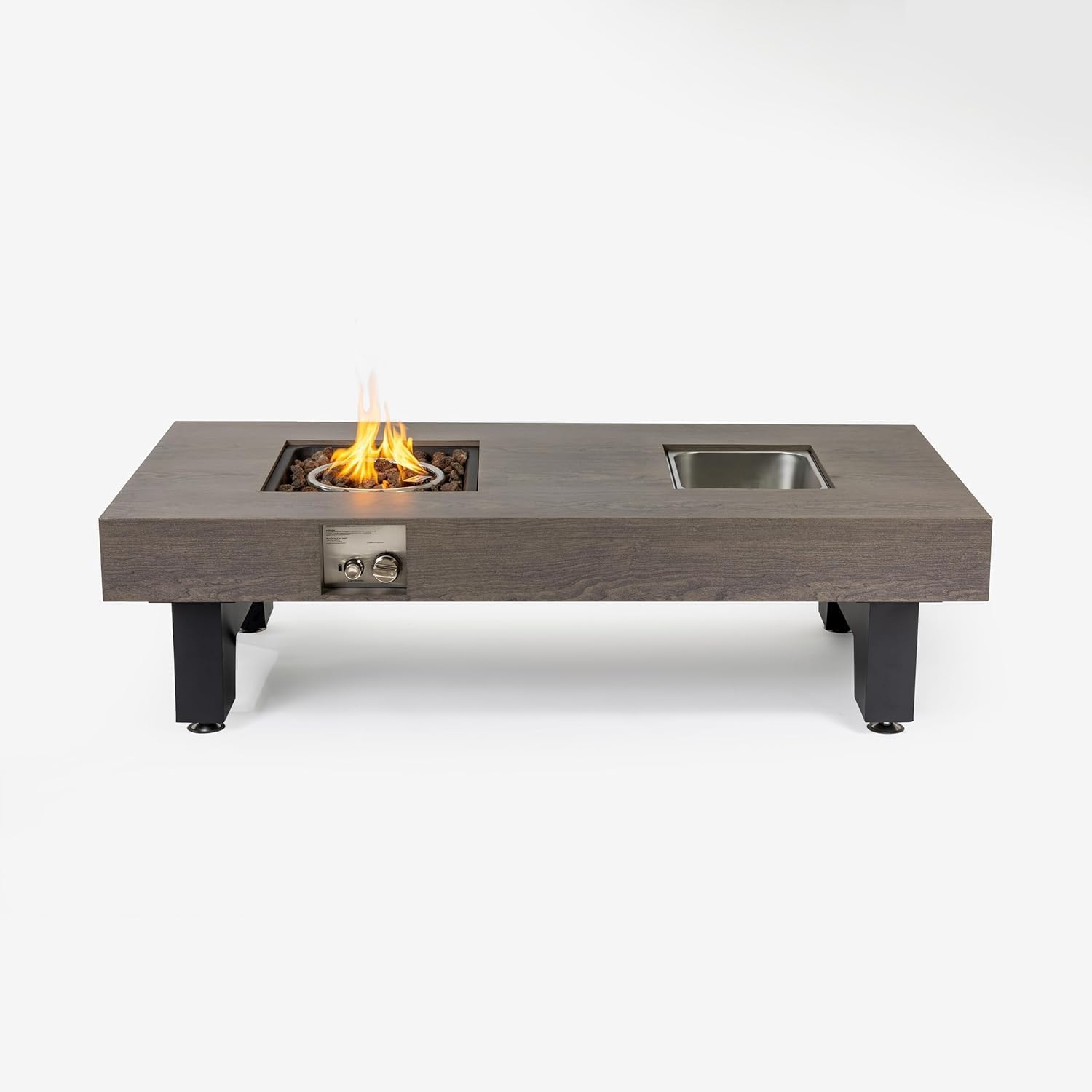 Propane Fire Pit Table, Outdoor Gas Firepit, Smoke-Free Rectangular Fire Table for Garden Patio Porch Backyard, Large Fire Pit Table (Grey, 54-inch)
