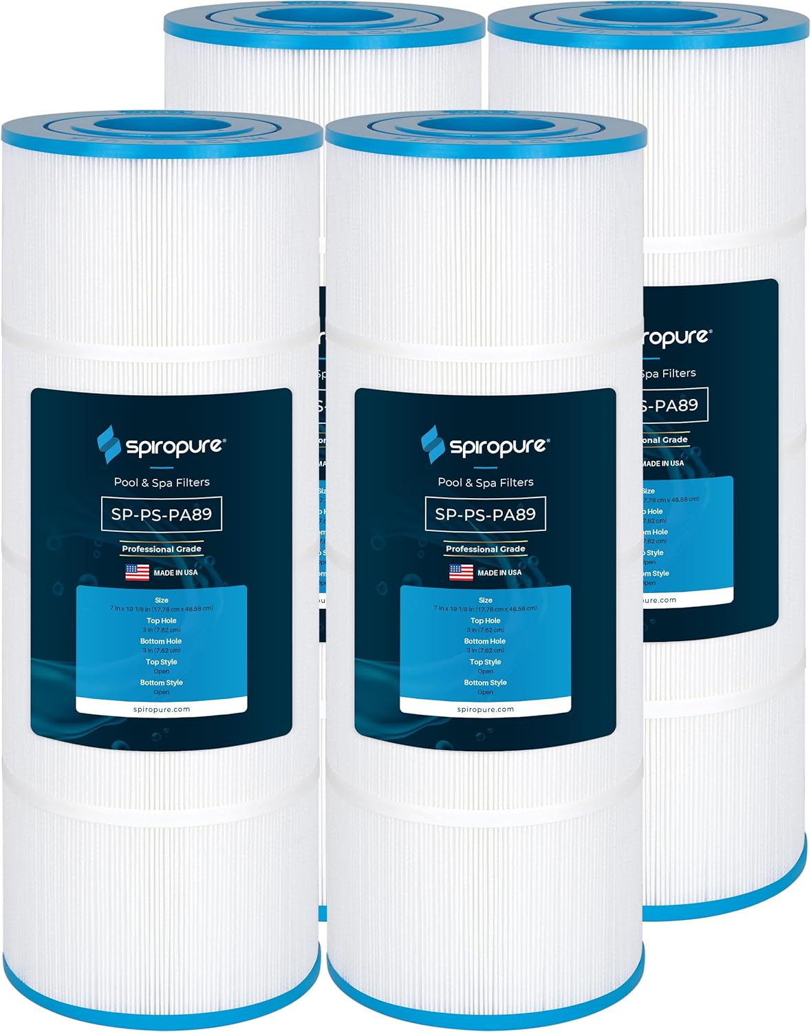 SpiroPure Replacement for Hayward CX591XRE C7030 SwimClear HCF7030C HCF7030 Unicel C-7485 Filbur FC-0009 Pleatco PA89 Hot Tub Spa Pool Filter Cartridge (Pack of 4)