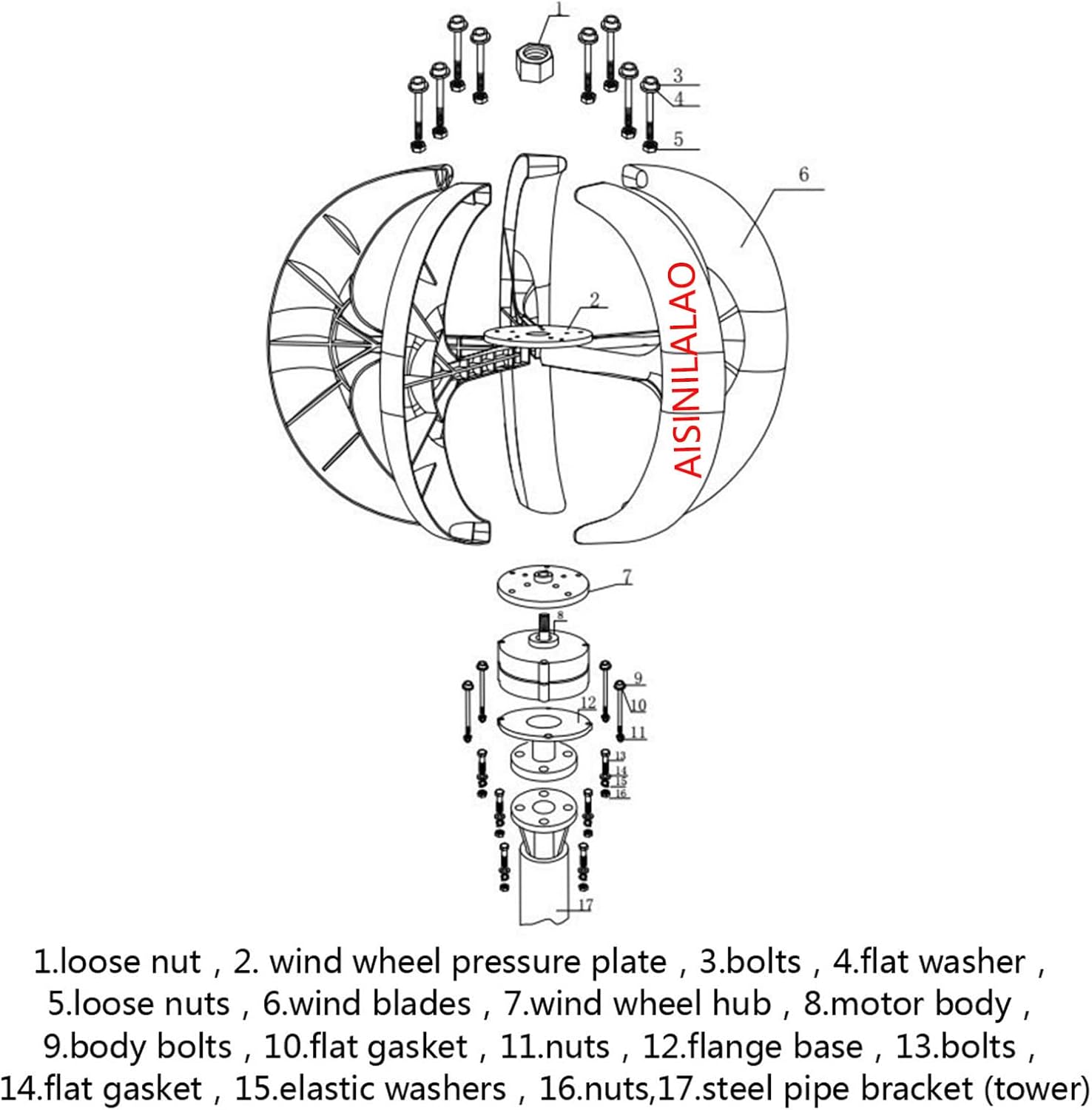 1000W Vertical Wind Turbine Power Generator Kit,Windmill 220V 12V 24V 48V AC Home Wind Vertical Turbine Generator No Noise for Home Hybrids Streetlight Use
