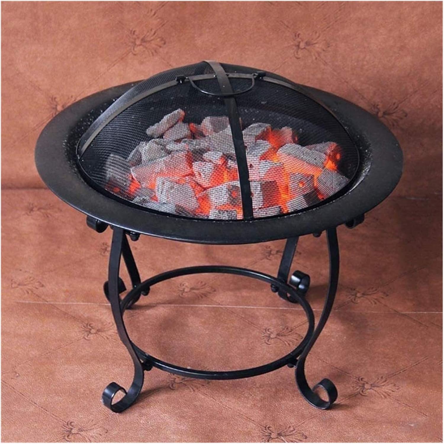 Fire Pits Outdoor Wood Burning Outdoor Fire Pit with Mesh Screen & Poker Portable Wood Burning Firepit Bowl for Outside/Patio/Backyard/Porch/Deck with Cover BBQ Cooking for Outside Camping Backyar