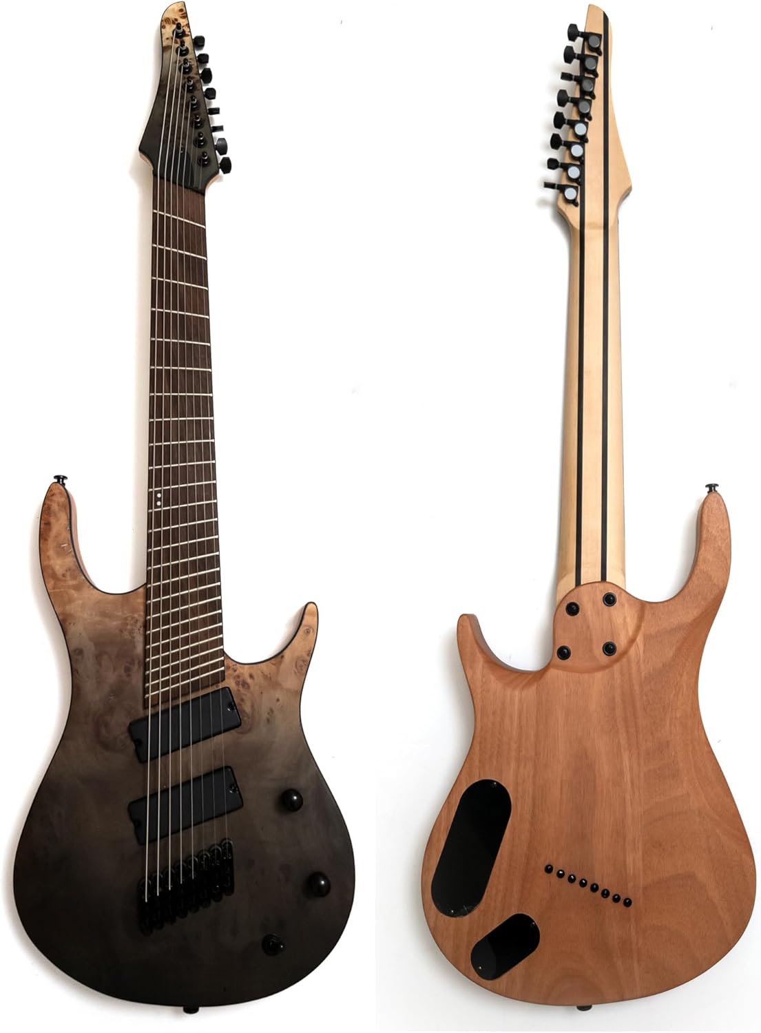 Upgrade Pro 8-String Fanned Fret Electric Guitar, Grey Tide Fade – 25.5-28