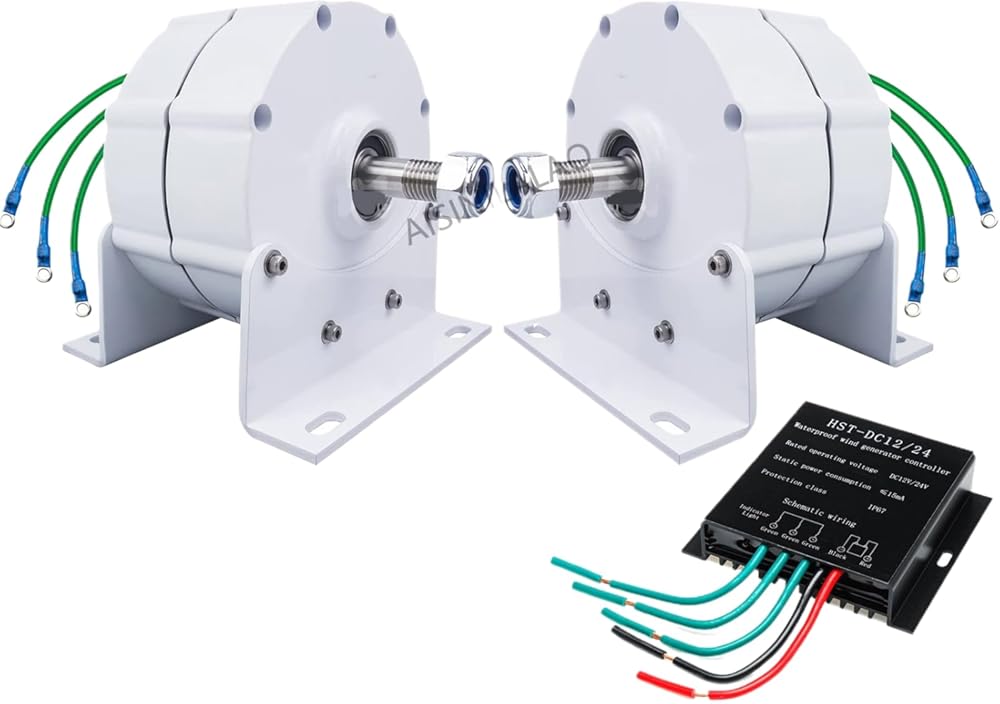 Low RPM ​​20000W 220V 3 Phase Gearless Permanent Magnet AC Alternator 12V 24V 48V Sustainable Energy Generator for Wind Turbine Generator (With Base),12v