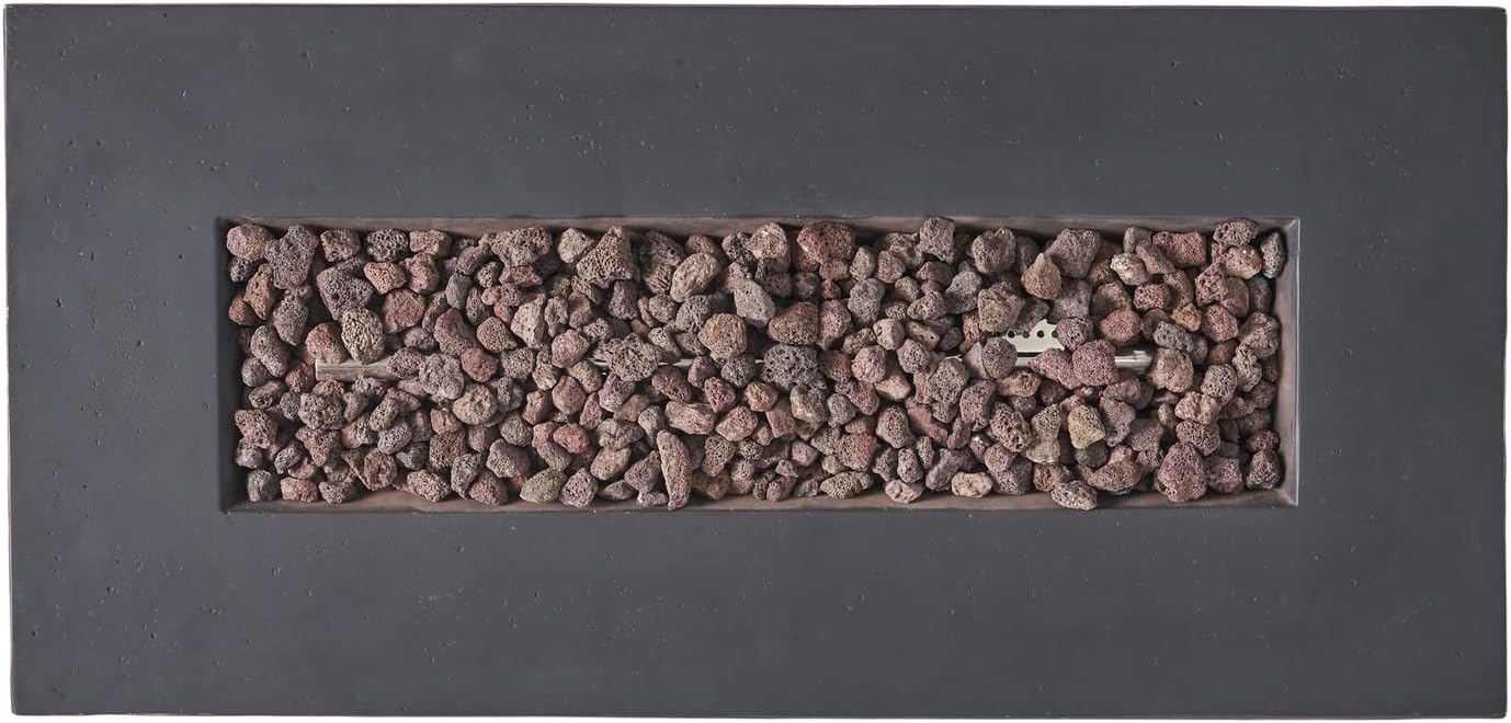 Penau 40 Inch Outdoor 40,000 BTU Rectangular MgO Concrete Propane Fire Pit - Versatile & Durable, Light Grey - Dimensions: 40.25 x 19.00 x 15.00 Inch, No Tank Cover Included