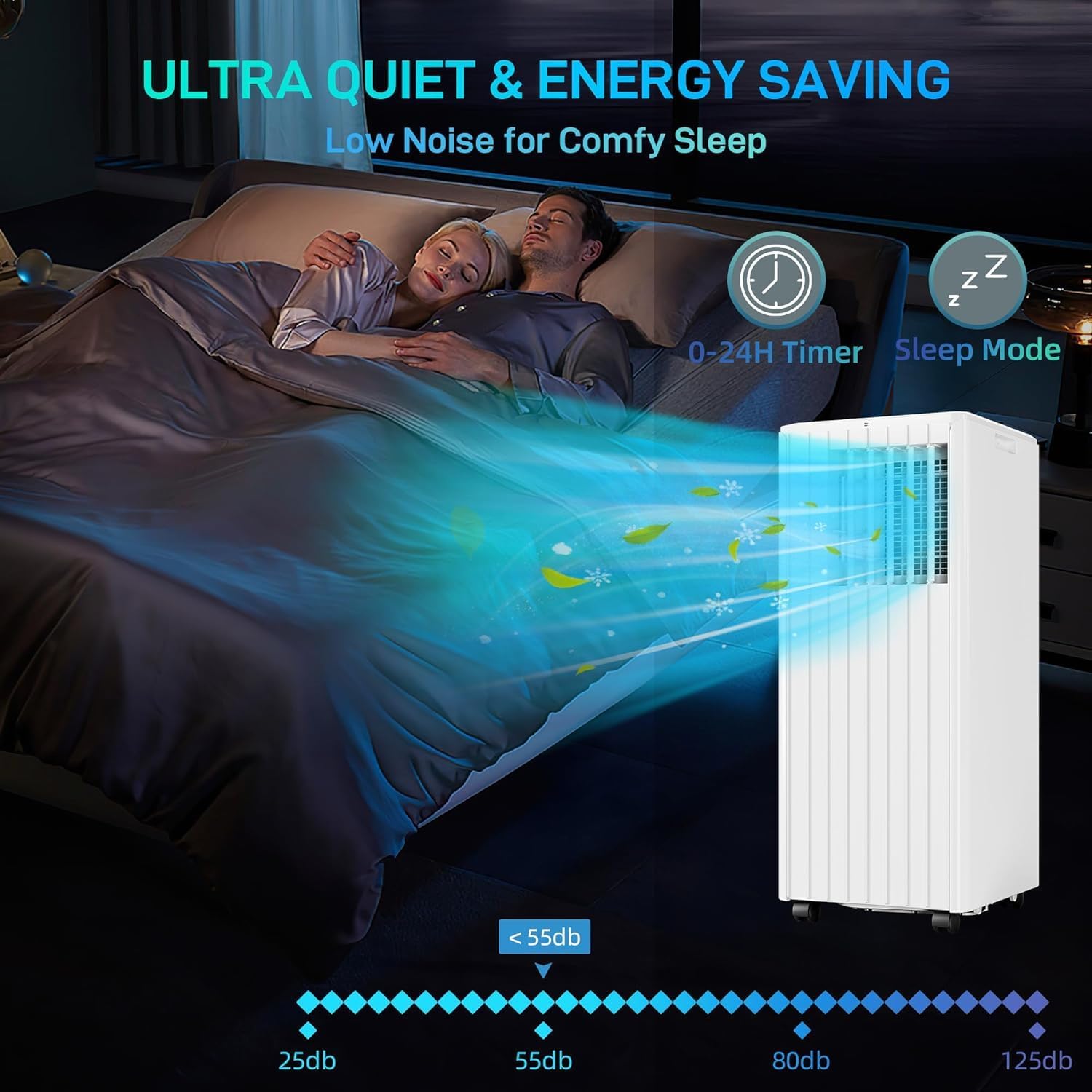 8,0000BTU Portable Air Conditioners, 3 in 1 Portable AC Unit with Remote Control, Portable Cooling Up to 350 sq.ft, with Dehumidifier, Fan, Cool, 24-Hour Timer, Portable AC for Indoor, Bedroom