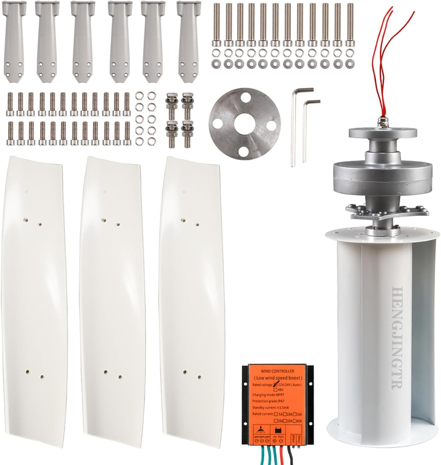 3000W Vertical Axis Wind Turbine, 12V-220V Alternative Energy Generator 220V AC Output Household Complete Kit with Controller System