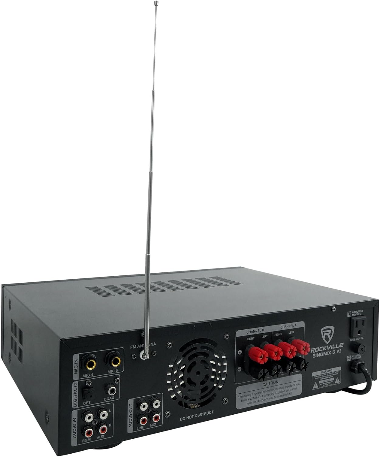 Rockville SingMix 5 V2 2000W Karaoke Mixing Amplifier, Bluetooth, USB/SD, Optical/Coax Inputs, Echo Effects, Remote Control, Perfect for Home Karaoke and Professional Venues