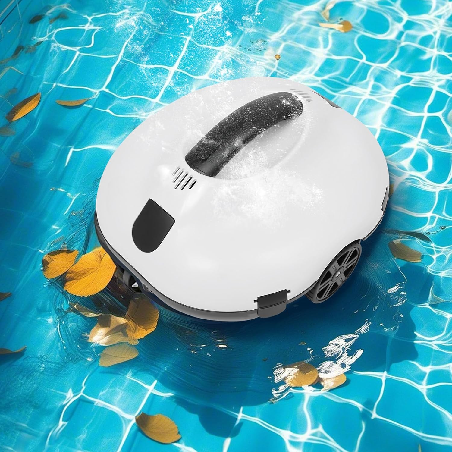 Robotic Pool Cleaner, Automatic Pool Vacuum Cleaner Ultra-Fine Filter Pool Robot Wireless Smart Navigation with Filtration Accuracy 178μm, 130mins Battery Life for Inground Pools up to 861.11ft²