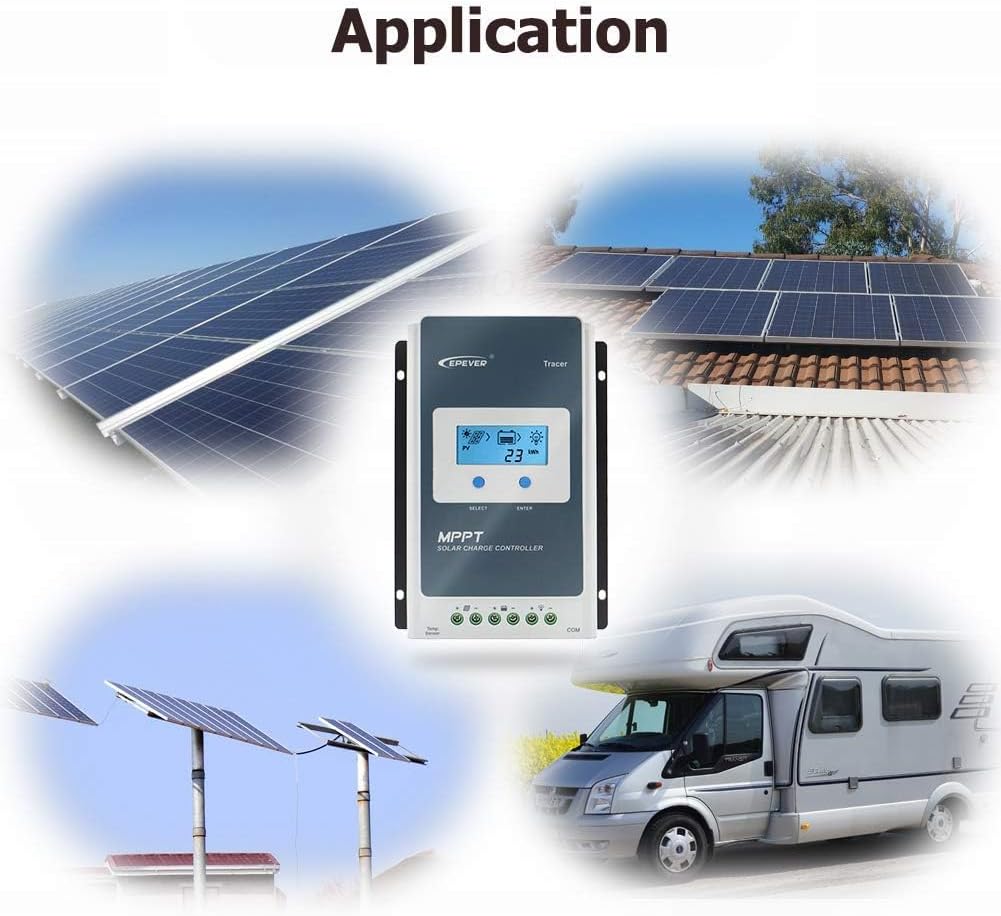 EPEVER 40A MPPT Solar Charge Controller 12/24V DC Tracer-an Series Charge Controller with MT52 Remote Meter &Temperature Sensor &RS485 Cable fit for Lithium, Sealed, AGM Battery Negative Grounded