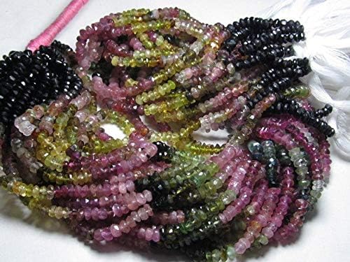 13 inch natural beads strand of 2.5-3mm faceted rondelle tourmaline gemstone beads for DIY jewelry - necklace, bracelet, earring, ring.