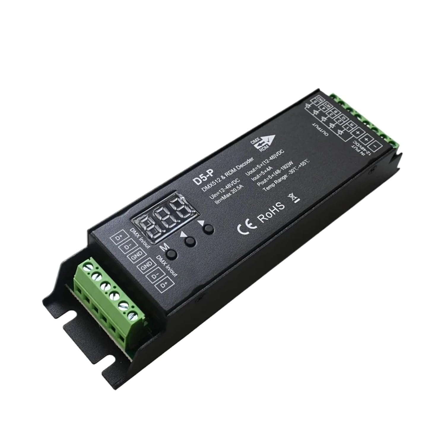 5 Channel Decoder with RDM Digital Display DMX512 Dimming Driver PWM RCT LED Controller LED Module Light Input 12V-48VDC
