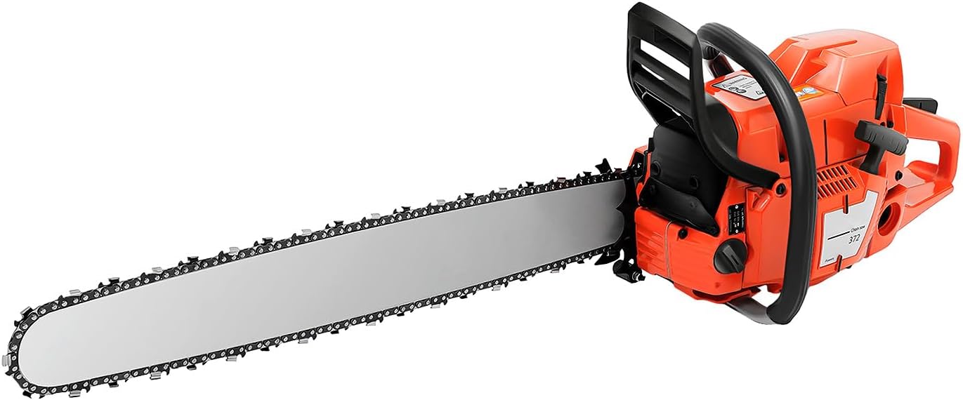 Gas Chainsaw, 3900W 71CC 2-Stroke Gasoline Powered Chainsaw 28-Inch 10000RPM High Speed Handheld Cordless Petrol Chain Saw with 18.6OZ Fuel Tank, Single Cylinder Air-Cooled Chain saw for Wood Cutting