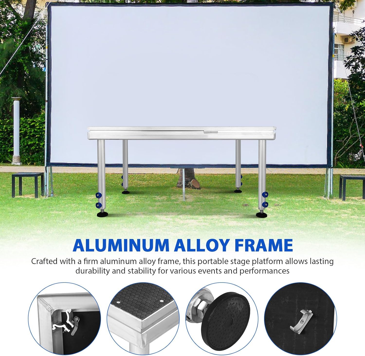 8‘ x 12’ Stage Platform, 6Pcs 10200LBS Capacity Stage with Antislip Surface, Adjustable Height (24