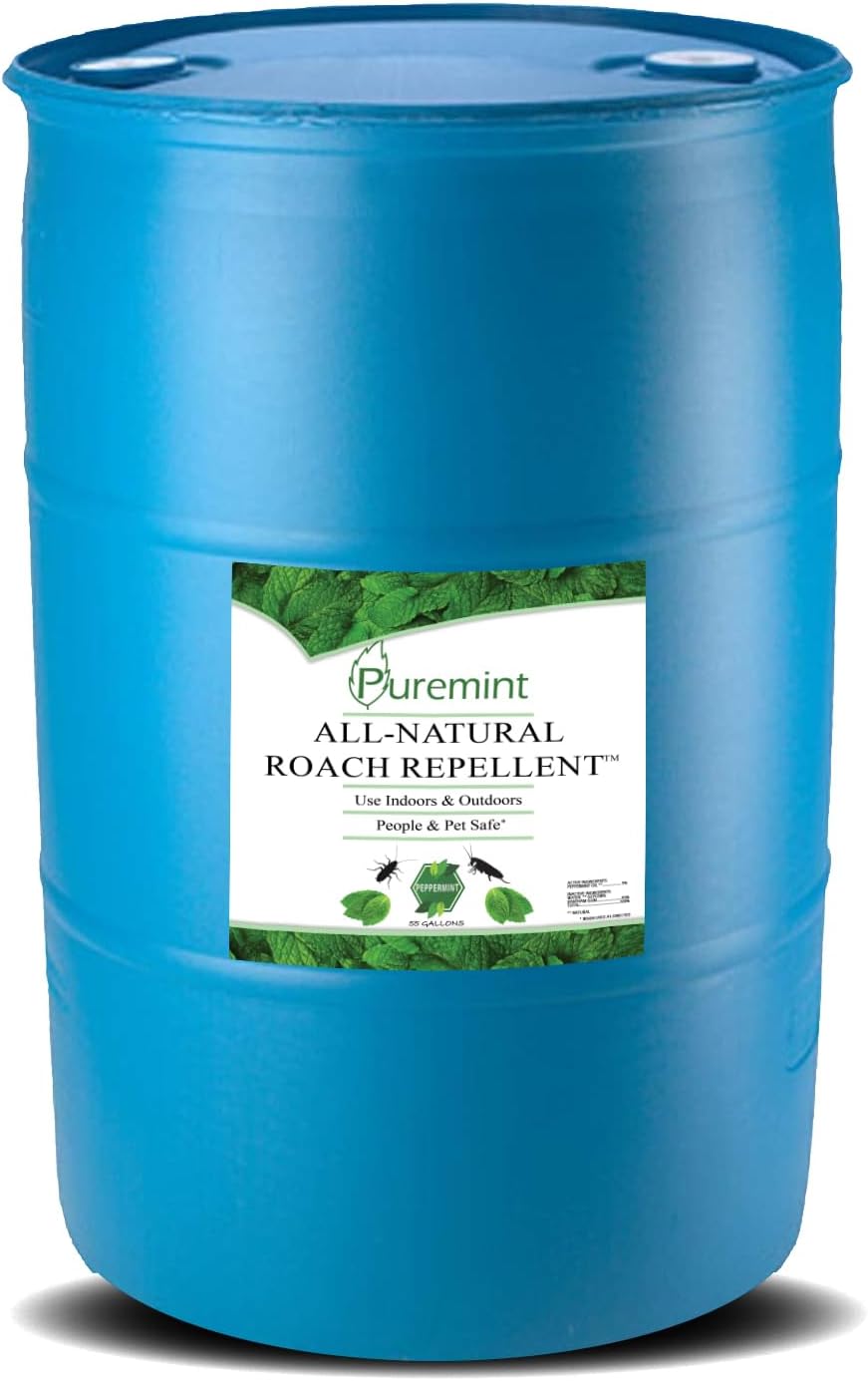 Puremint Roach Repellent, Natural 5% Peppermint Oil Spray, 55 Gallon Drum