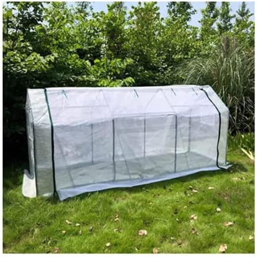 XJJUN Greenhouses for Outdoors, Plant Flower Tent Shelter with 2 Side Mesh Windows Tunnel Cold Frame Growhouse with Zippered Door for Garden Backyard (Color : White, Size : 270x90x118cm)