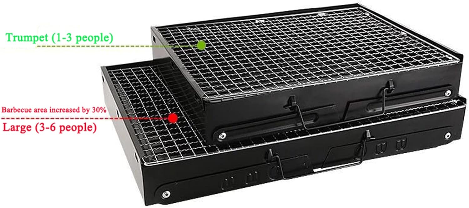 Fire Pit with BBQ Grill Shelf Folding Outdoor Garden Patio Heater Grill Wood Burning Log Burner with Poker, Grill, Grate,16.9''x11.41''x9.05''