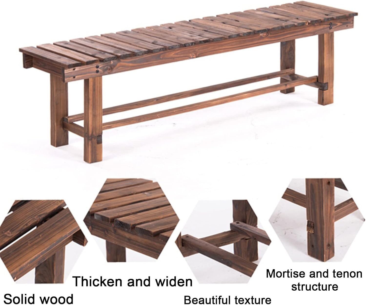 Outdoor Wood Bench Indoor Backless Porch Rustic Square Fir Log Solid Wood Fire Pit Bench for Patio Garden Deck and Backyard,H:40cm/15.7