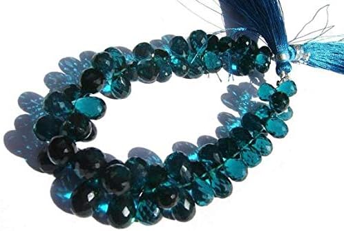 13 inch natural beads strand of 8x6-11x8mm faceted teardrop blue quartz gemstone briolletes beads for DIY jewelry - necklace, bracelet, earring, ring.