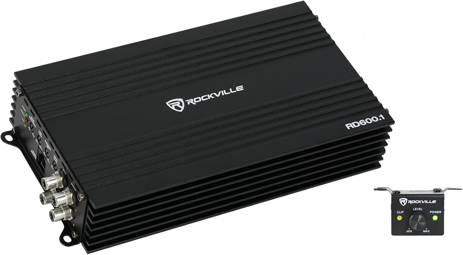 Rockville Bundle: RD600.1 600w RMS 1-Ohm (2400w Peak) Mono Amplifier Car Audio Amp Bundle with RWK41 4 Gauge Complete Car Amp Wiring Installation Wire Kit with RCA's (2 Items)
