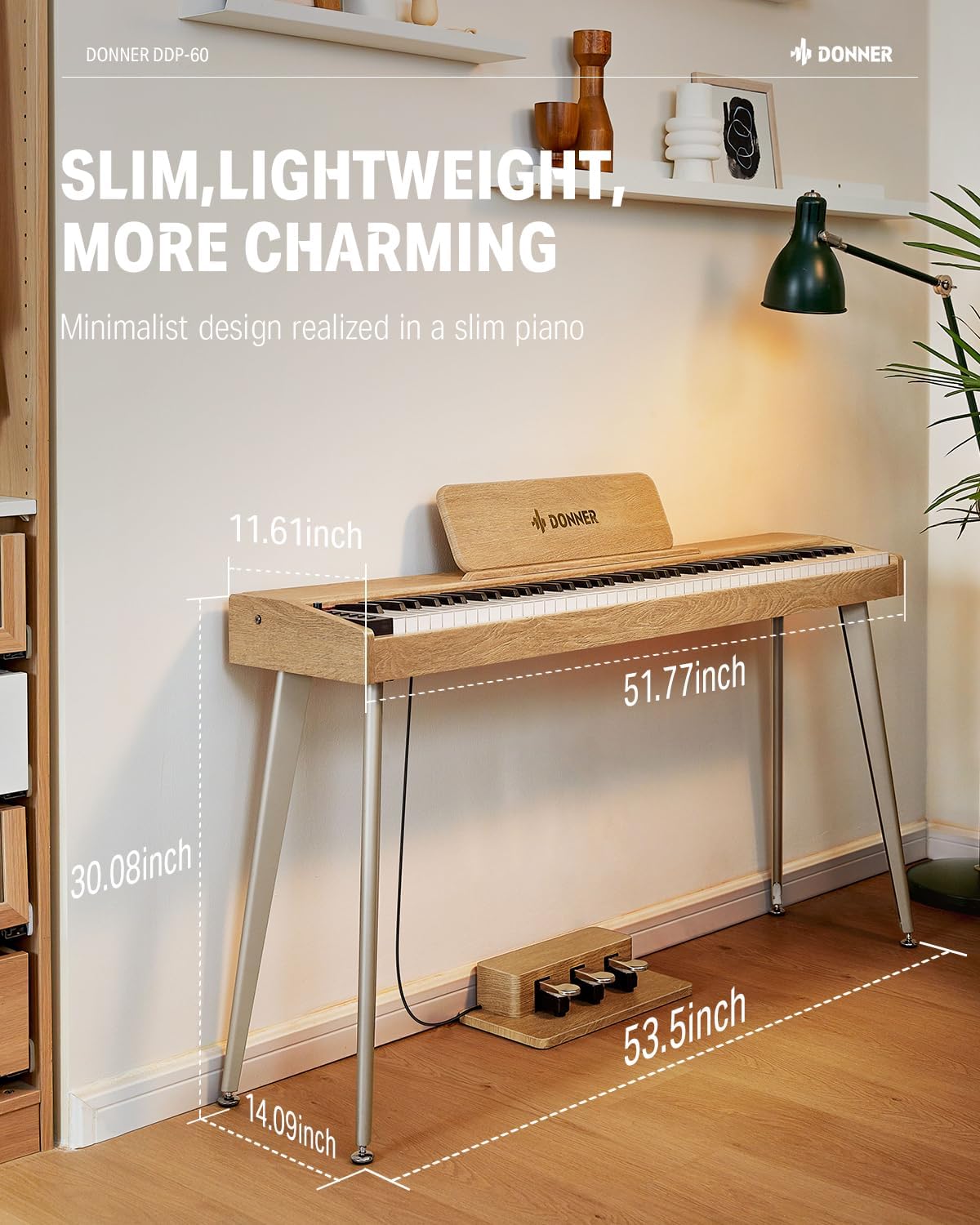 Donner OURA DDP-60 88 Key Digital Piano+Donner Duet Piano Bench with Storage