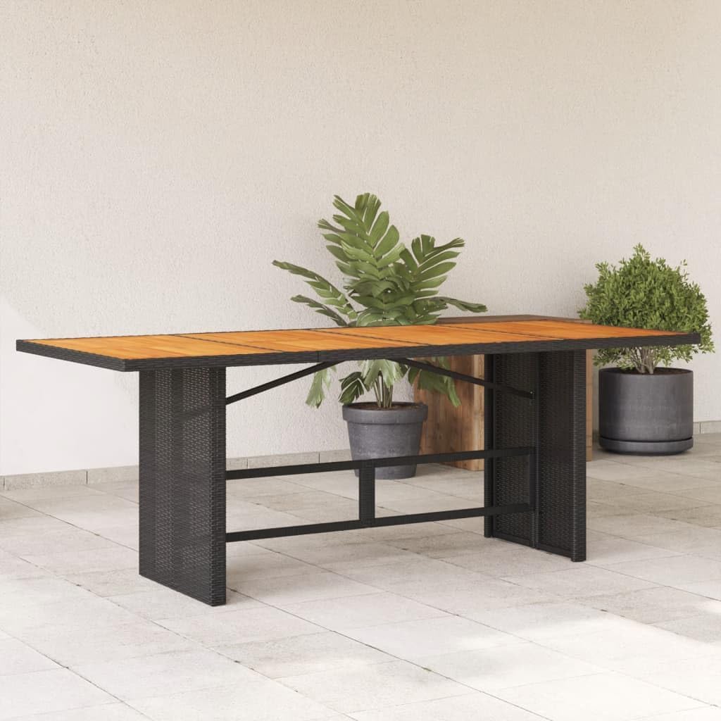 Patio Table with Acacia Wood Top Black 74.8