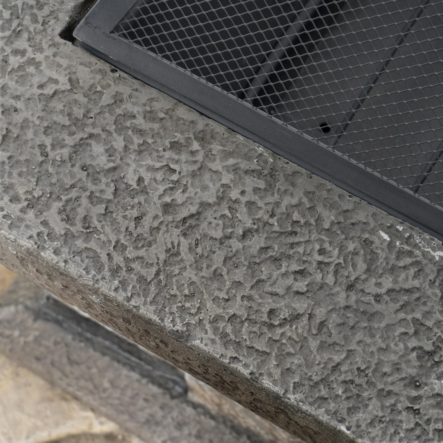 28-inch Square Outdoor Fire Pit, Stone Gray MGO Fire Pit Table with Mesh Cover & Poker Tool, No Assembly Required Patio Heater for Garden Deck 54537.00