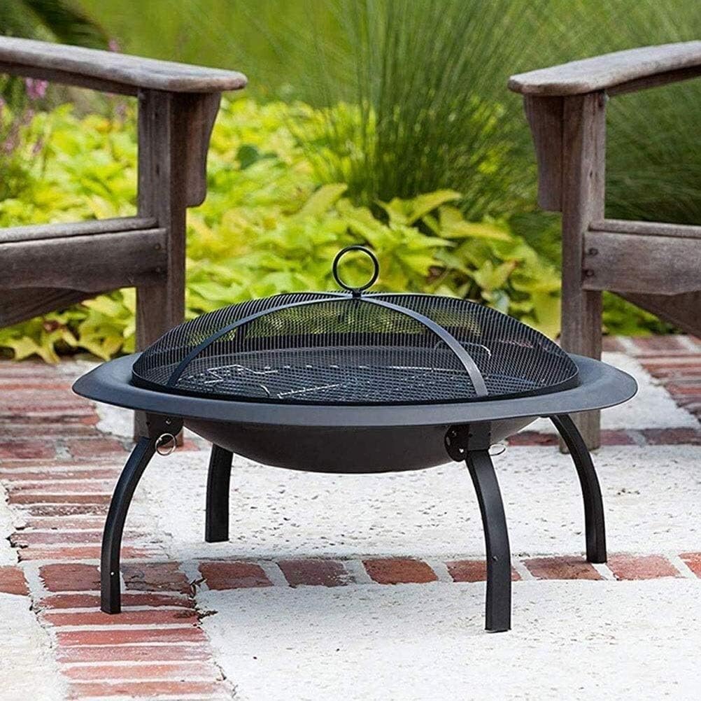 Outdoor Fire Pit BBQ Grill, Bonfire Pit Fire Pits Outdoor Gas Fire Pit, Portable Heater 56cm Diameter BBQ Firepit Bowl for Garden, Camping Brazier Bonfire Stove