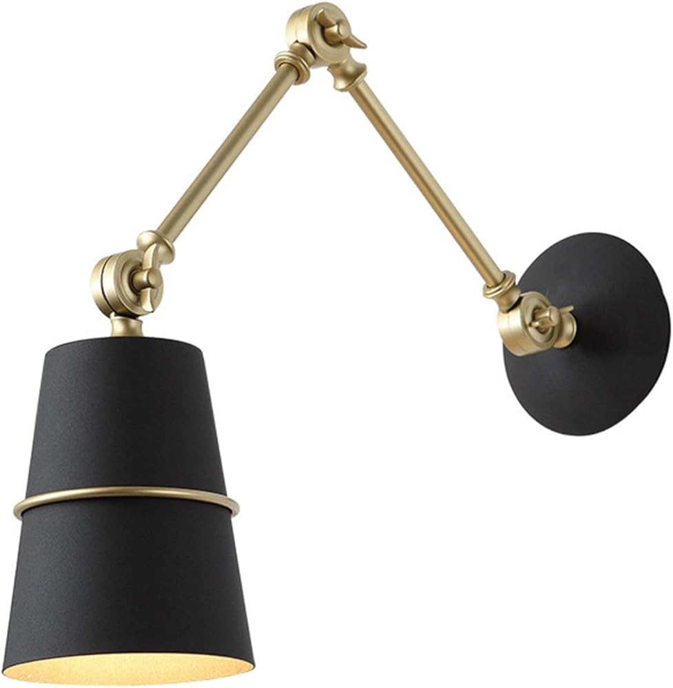 MECOLA E14 Base Swing Arm Wall Sconce Industrial Multi-Directional Adjustable Wall Lamp Bedside Reading Light Wall Lighting Fixture for Farmhouse Kitchen(Black), MO1909
