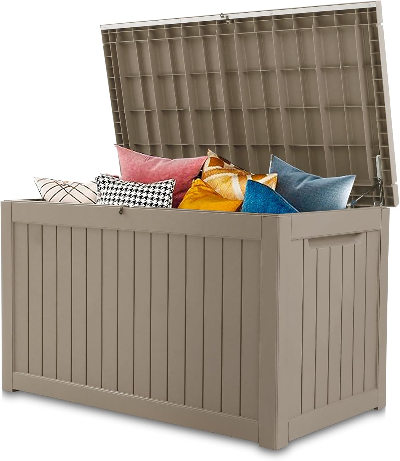 AJP Distributors Outdoor Storage Shed, Large Resin Storage Box, Waterproof and lockable, suitable for garden, patio, garage, backyard storage (Brown, 230gal)