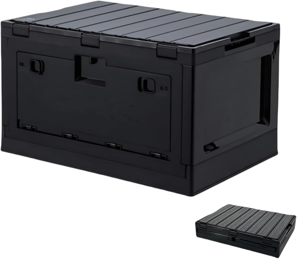 Foldable Storage Bins, Expandable Tool Organizer, with Removable Aluminum Cover, for Outdoor Camping, Traveling and Fishing (Black A)