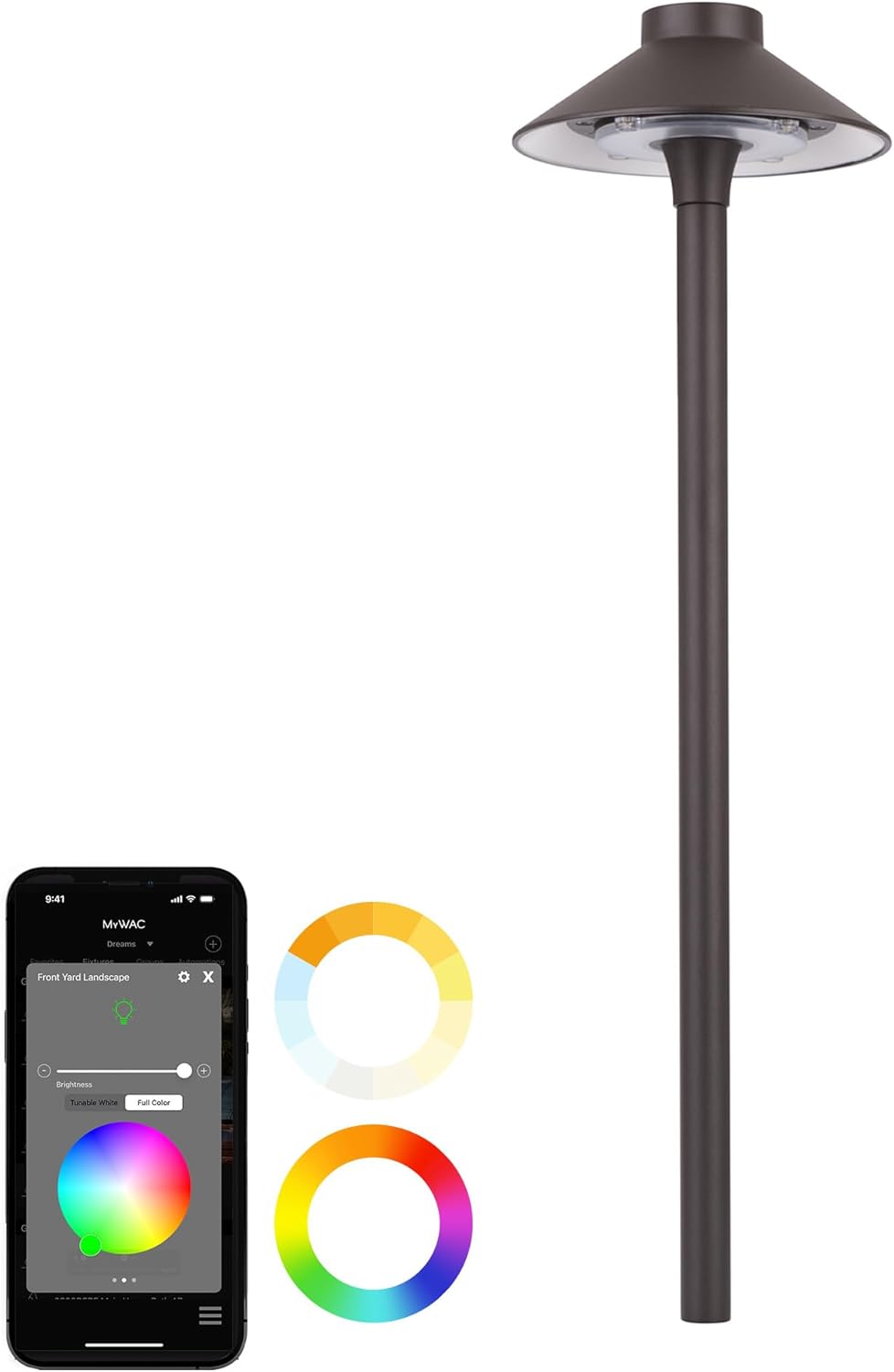 WAC Lighting LED Colorscaping Smart App Controllable Landscape Lighting with RGBWW Color Changing and Tunable White Tiki Path and Area Light in Bronze