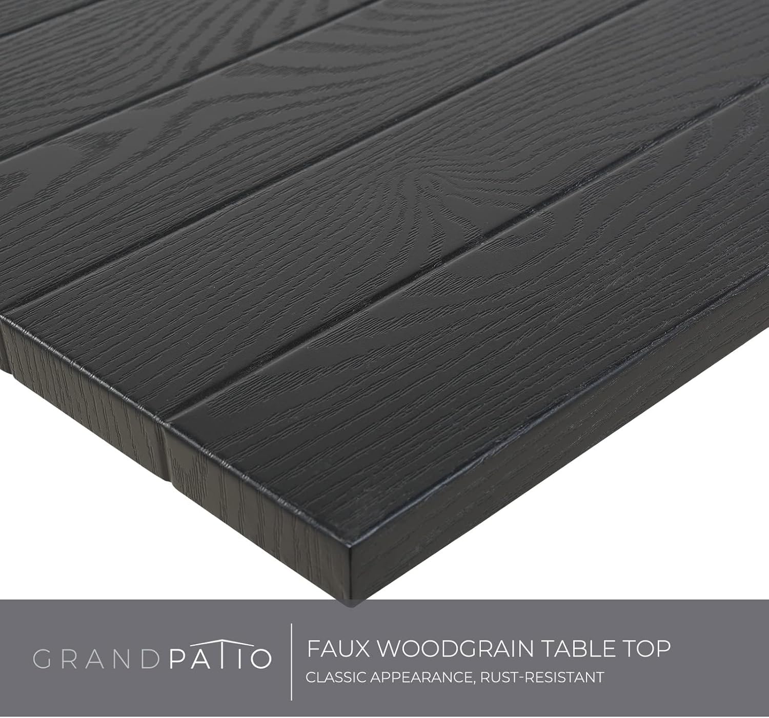 Grand patio 10-Piece Patio Dining Set for 8, 8 E-Coated Outdoor Dining Set Fixed Patio Dining Chairs with Olefin Cushions & 2 Rectangular Faux Woodgrain Table with 1.5”Market Umbrella Hole