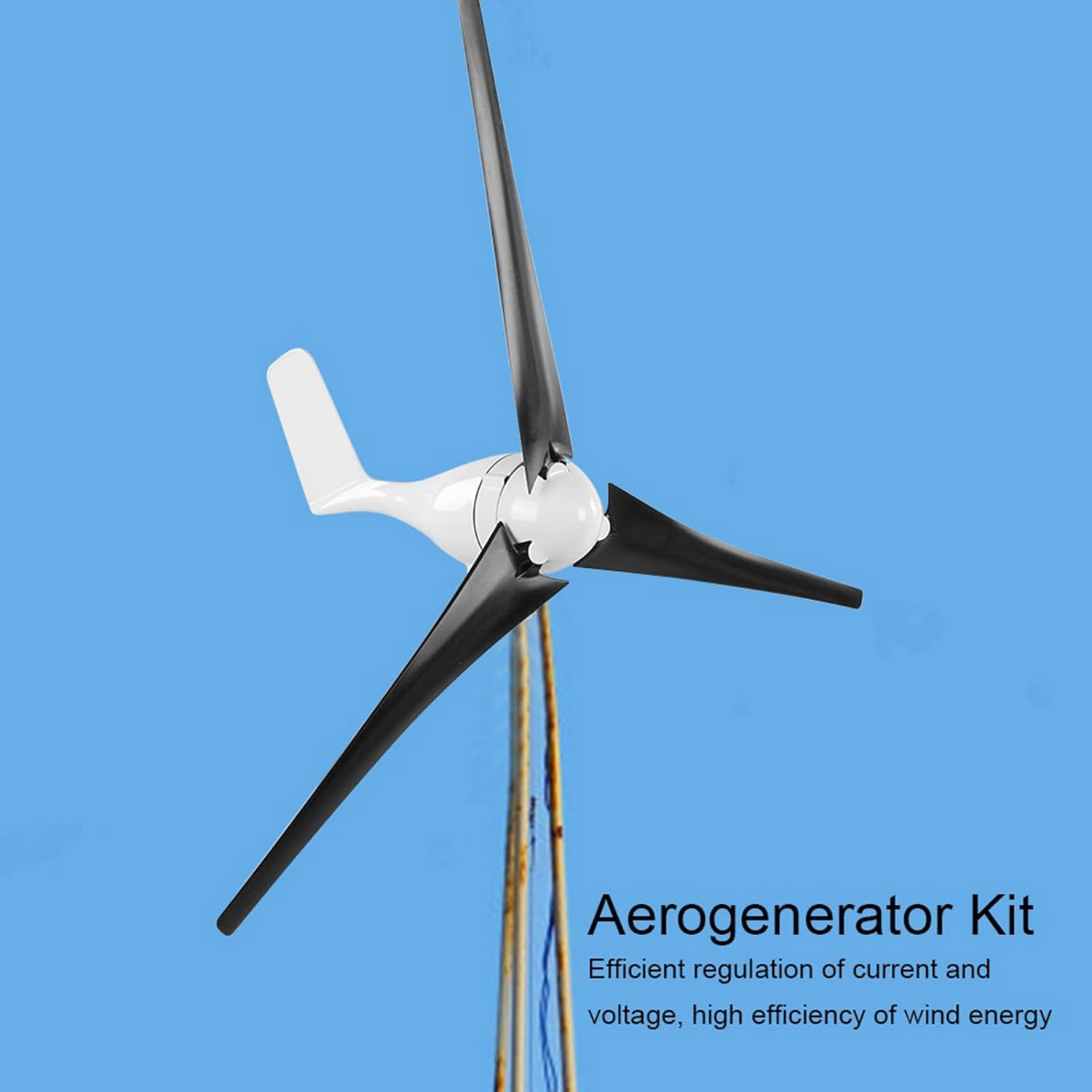 1200W Small Wind Generator Turbines Kit 3 Blades Generator Power Parts Turbines Kit for Marine Home Charging(Black 48V)