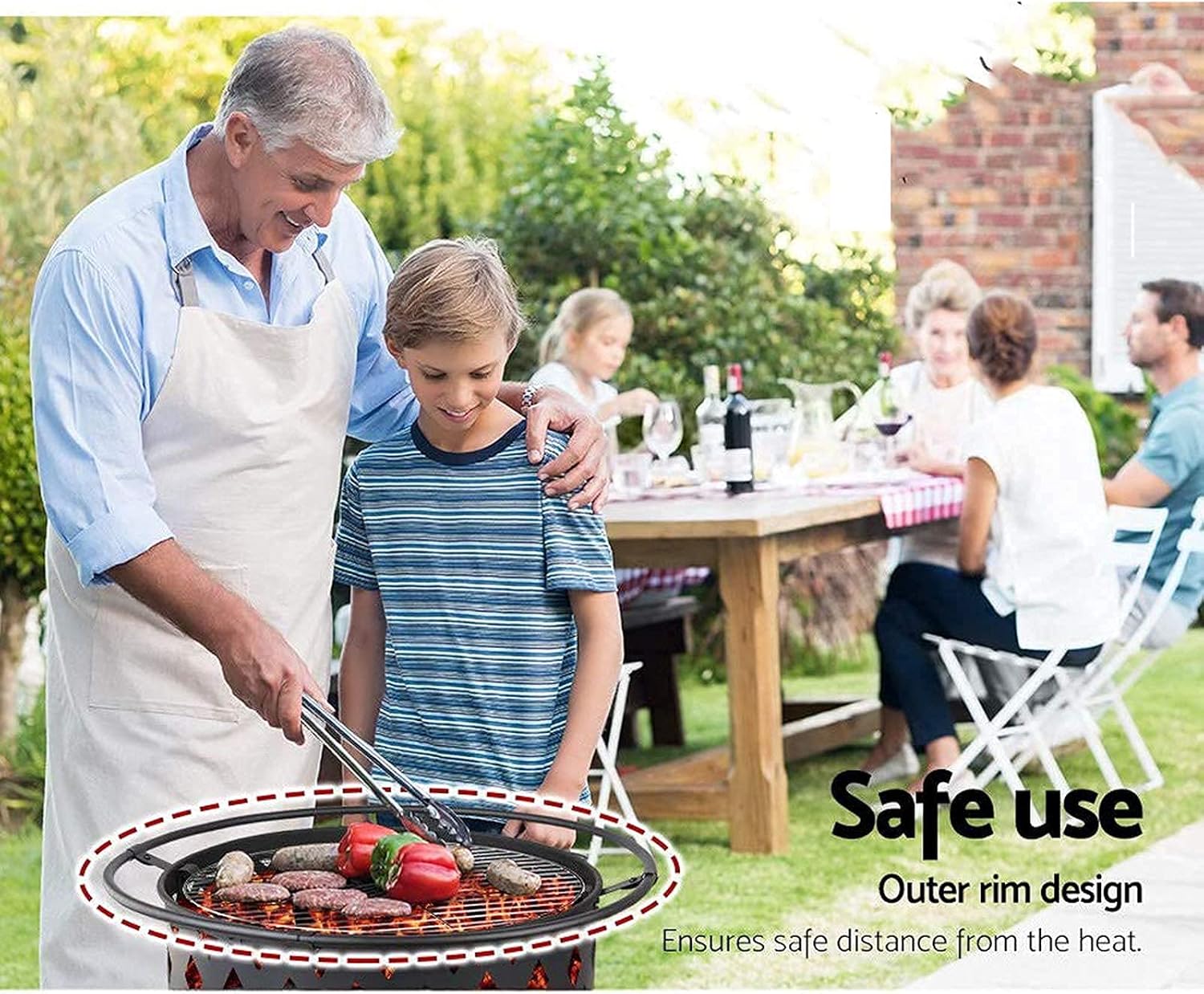 Fire Pit for Outdoor Garden Patio with BBQ Grill Shelf Barbecue Brazier Fire Bowl with Spark Protection Mesh, Extra Includes Poker and Cover