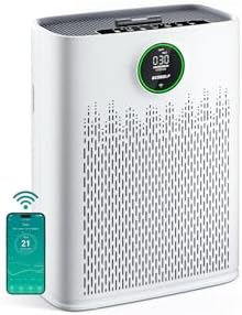 Smart Air Purifier for Home Large Rooms, with WiFi Control, Covers Up to 2400 Ft², Smart Mode, AQI Display, 22dB Sleep Mode & Aromatherapy with 2X-Power Filtration, HAP603WF, Bright White